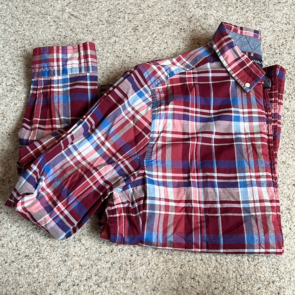 Nautica Plaid Classic Fit Button Up Shirt